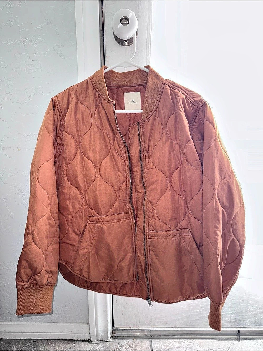 Thread & Supply Quilted Bomber Jacket Brown Small